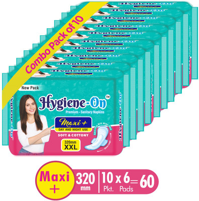 Hygiene-On Maxi+ 10 Combo Sanitary Pad(Pack of 60)