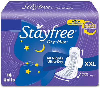 STAYFREE Dry-Max All Night XXL Wings Sanitary Pad(Pack of 14)