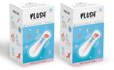 PLUSH XXL U.S.Cotton Sanitary pads with individual biodegradable pouches- Pack of 2 Sanitary Pad(Pack of 20)