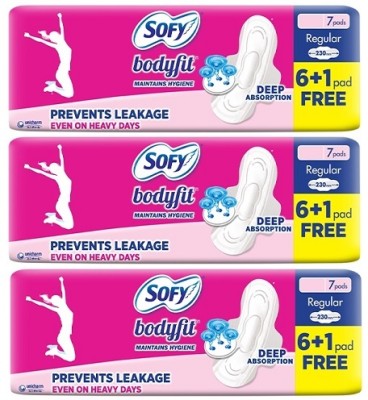 SOFY Bodyfit Regular 230 mm, 7x3 Sanitary Pad(Pack of 3)