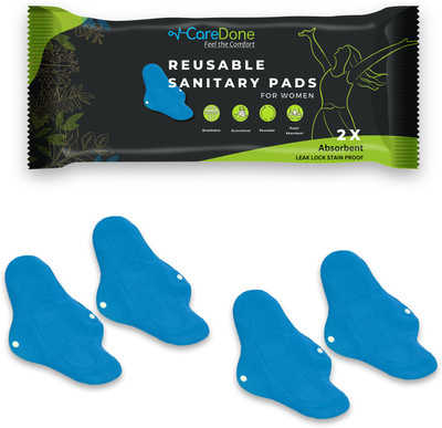 CareDone Pack of 4,Cloth Period Pads Washable Napkin for Heavy Flow with Wings . Sanitary Pad(Pack of 4)