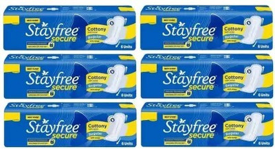 STAYFREE Secure Cottony soft cover Regular - 6+6+6+6+6+6 Pads Sanitary Pad(Pack of 6)