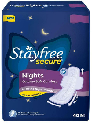 STAYFREE Secure Nights Cottony Soft XXL | Pack of 40 Sanitary Pad(Pack of 40)