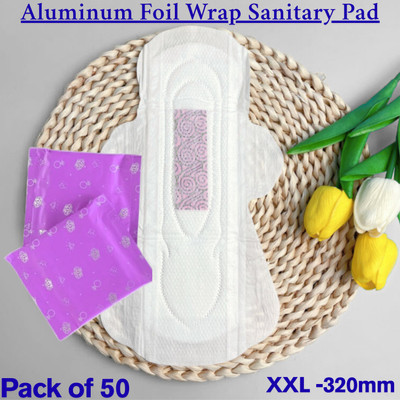 Jiswap 50 XXL Aluminum Foil Wrap Pads (“Day & Night Use”) Sanitary Pad(Pack of 50)