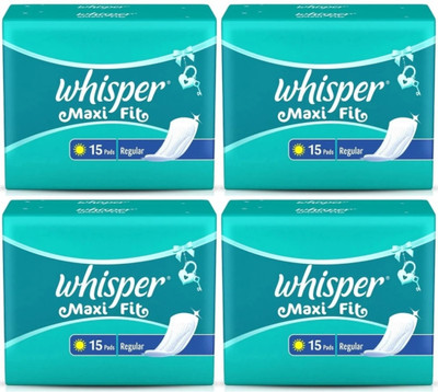 Whisper Maxi Fit Regular – 15+15+15+15 Pad Sanitary Pad (Pack of 4)