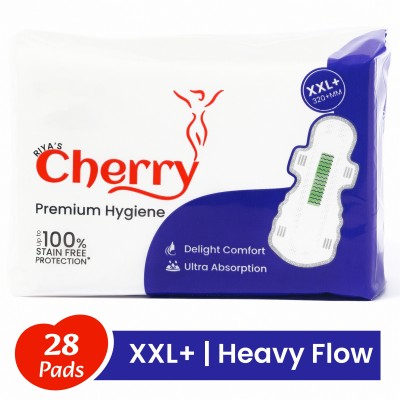 RIYA'S CHERRY Premium XXL+ | 28 Heavy Flow Pads for Rash Free Periods | Ultra Thin Cotton Soft Sanitary Pad(Pack of 28)