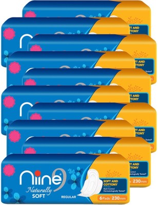 niine Naturally Soft Regular Sanitary Pads for women, (Pack of 10), 60 Pads Count Sanitary Pad(Pack of 60)