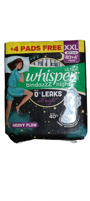 Whisper ULTRA BINDAZZZ NIGHTS XXL 317 MM-40 + 4 PIECE HH 18 Sanitary Pad(Pack of 44)