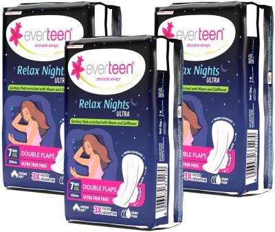 everteen XXL Relax Nights Ultra Thin Sanitary Pads - 3 Packs (7 Pads, 320mm Each) Sanitary Pad(Pack of 21)