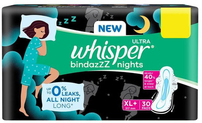 Whisper ULTRA bindazZZ nights XL Plus 317 mm - 30 Pcs Sanitary Pad