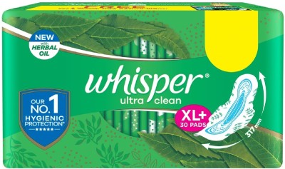 Whisper Ultra Clean XL Plus Sanitary Green (Pack of 30) Sanitary Pad(Pack of 30)