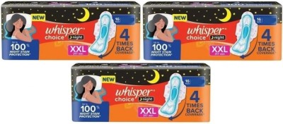 Whisper Choice Night 317MM XXL - 16+16+16 Pads Sanitary Pad(Pack of 3)