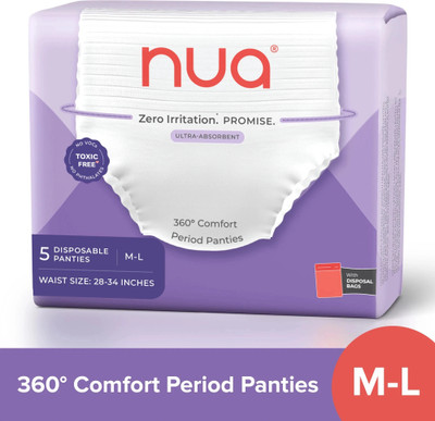 Nua Comfort Disposable Period Panties M-L | Ultra-Absorbent | Sanitary Pad(Pack of 5)