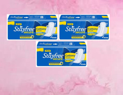 STAYFREE Secure Cottony Soft Cover Regular With Wings 18+18+18 Units Sanitary Pad(Pack of 3)