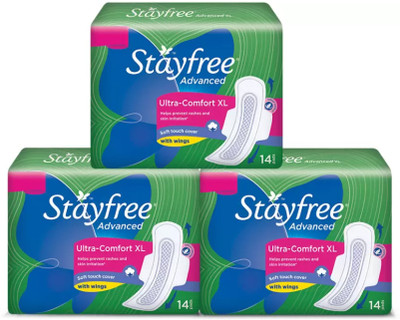 STAYFREE Advanced Ultra-Comfort XL| Soft touch cover with wings Sanitary Pad(Pack of 42)