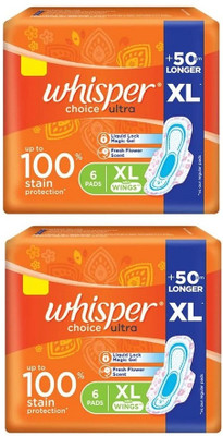 Whisper choice ultra 6x2 XL 280mm with Wings Sanitary Pad(Pack of 2)