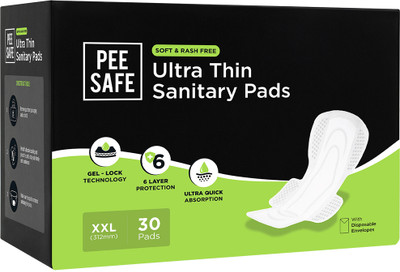 Pee Safe Ultra Thin Sanitary pad for Women XXL Cottony Soft Dual Wings Rash Free Periods Sanitary Pad(Pack of 30) deal from flipkart