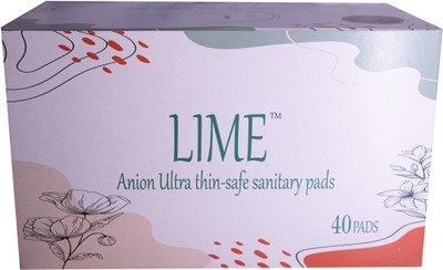 Lime Ultra Thin Soft Pure Cotton Anion Sanitary Pads – Leak-Proof, Sanitary Pad(Pack of 40)
