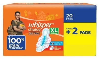 Whisper choice ULTRA 20 XL 280mm, 4 Times Soaking Power, Sanitary Pad