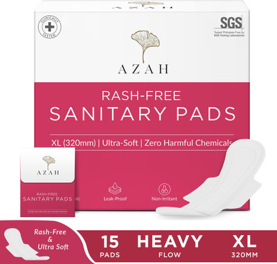 AZAH Rash-Free Napkins XL for Heavy Flow | Leak Proof & Cottony Soft|Disposal Bags Sanitary Pad(Pack of 15)