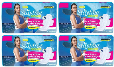 STAYFREE secure Dry Cover Extra Large XL 274 mm - 18x4 Pcs Sanitary Pad(Pack of 4)