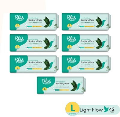 BlissNatural Organic Fluffy Ultra Soft L-Size Combo For Women During Light Period Flow Sanitary Pad(Pack of 42)