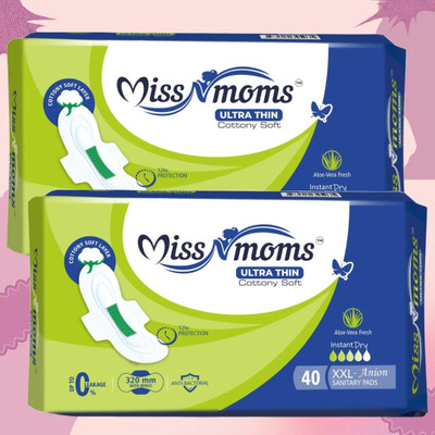 MISS N MOMS Ultra Thin XXL Sanitary Pads with Wings – Cottony Soft & Aloe Vera Fresh Sanitary Pad(Pack of 80)