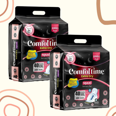 MISS N MOMS Comfortime Extra Dry Maxi Pads XXL 280mm - Pack of 2 (40×2 Pads) Sanitary Pad(Pack of 80)
