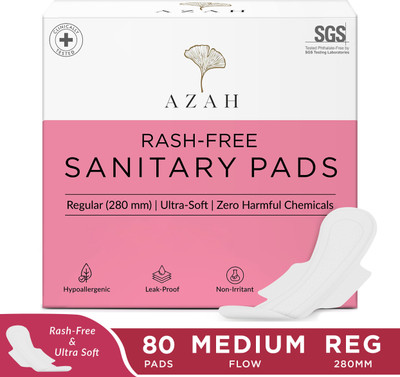 AZAH Rash-Free Napkins Regular for Medium Flow | Leak Proof & Cottony Soft Sanitary Pad(Pack of 80)