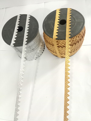 PACHRANGI FASHION FAB BAZAAR Gold,Silver samosu tipki (1.3 cm)(COMBO PACK=1) 9+9=18meter lace Cotton Blend Saree Falls(Gold, Silver)
