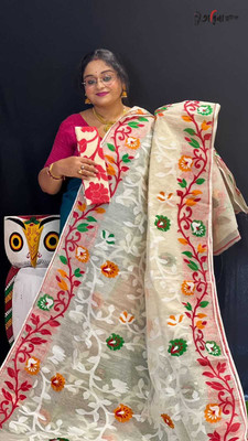 SP Boutique Woven Jamdani Cotton Silk Saree(Multicolor)