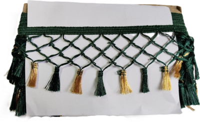 MARUTI KRUPA ENTERPRISE MAKE DARK GREEN AND GOLD TASSELS LACE WIDTH:4 INCH LENGTH:9METER Lace Reel(Pack of 1)