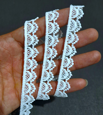 Pachrangi Round fhumki.GPO now beautiful look 9 Meter 1.50cm lace border Falls White Lace Saree Falls(White)