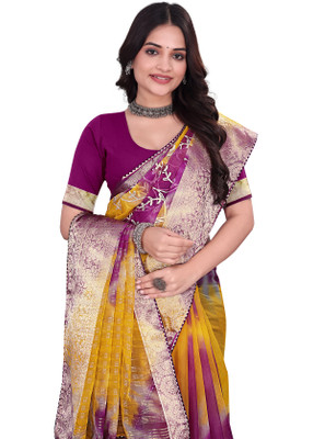 Aarunika IC Solid/Plain Bollywood Organza Saree(Magenta)