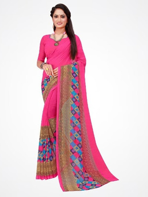 Suntex Printed Daily Wear Georgette Saree(Pink)