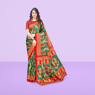 Leelavati Printed Daily Wear Crepe Saree(Multicolor)