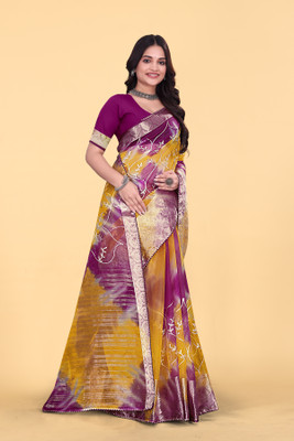Aarunika SST Solid/Plain Bollywood Organza Saree(Magenta)