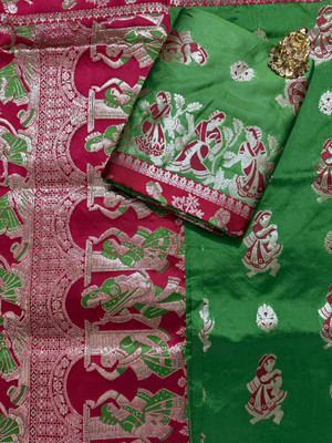 KALIPATRA Printed Banarasi Art Silk Saree(Dark Green)