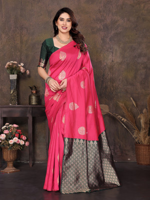 JEEMONJA SALES Woven, Self Design Kanjivaram Pure Silk, Art Silk Saree(Pink)
