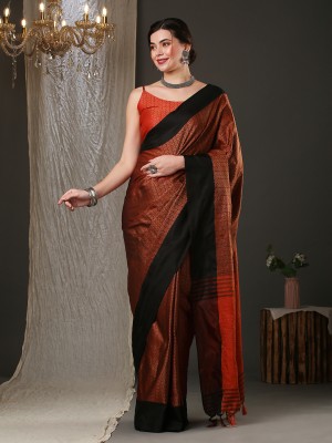 Divastri Woven Tant Art Silk Saree(Brown)