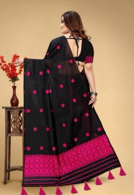 rosecloud Woven Mekhela Chador Cotton Blend Saree(Black)