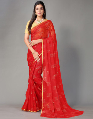 Samah Dyed Bollywood Chiffon Saree(Red)