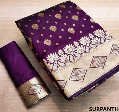 SURPANTH Woven Banarasi Pure Silk Saree(Purple)