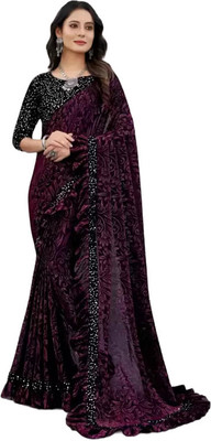 miracletex Digital Print Daily Wear Lycra Blend Saree(Purple)