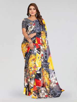 Moda Rapido Geometric Print Daily Wear Georgette Saree(Grey)
