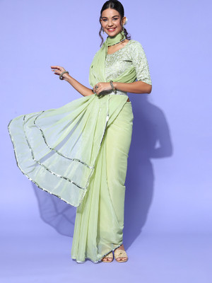 Sareemall Embellished Bollywood Georgette Saree(Green)