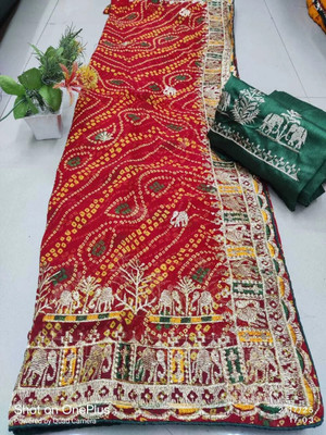 rajranitextiles Printed Bandhani Georgette Saree(Multicolor)