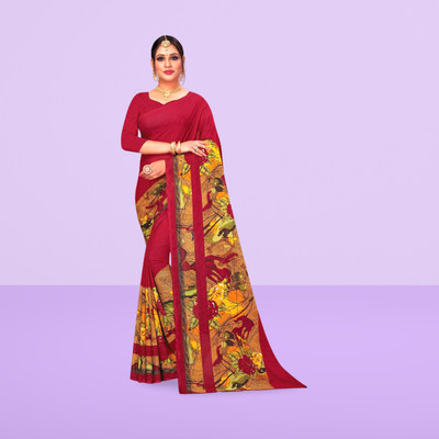 Leelavati Printed Daily Wear Georgette Saree(Maroon)