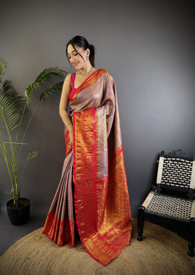 HouseOfCommon Woven Dharmavaram Cotton Silk Saree(Multicolor)