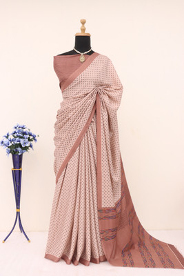 SimSim Trendz Printed Daily Wear Polyester Saree(Silver)
